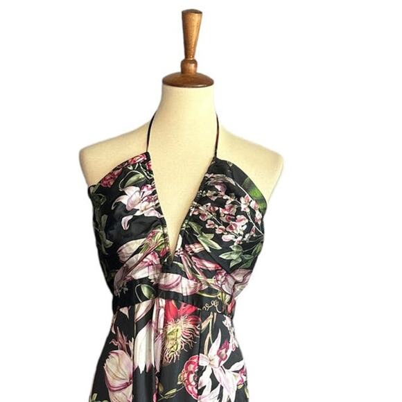 Katie May Black Cocktail Jumpsuit LARGE Halter Wide Leg Split Hem Party $285 NEW - Picture 6 of 10